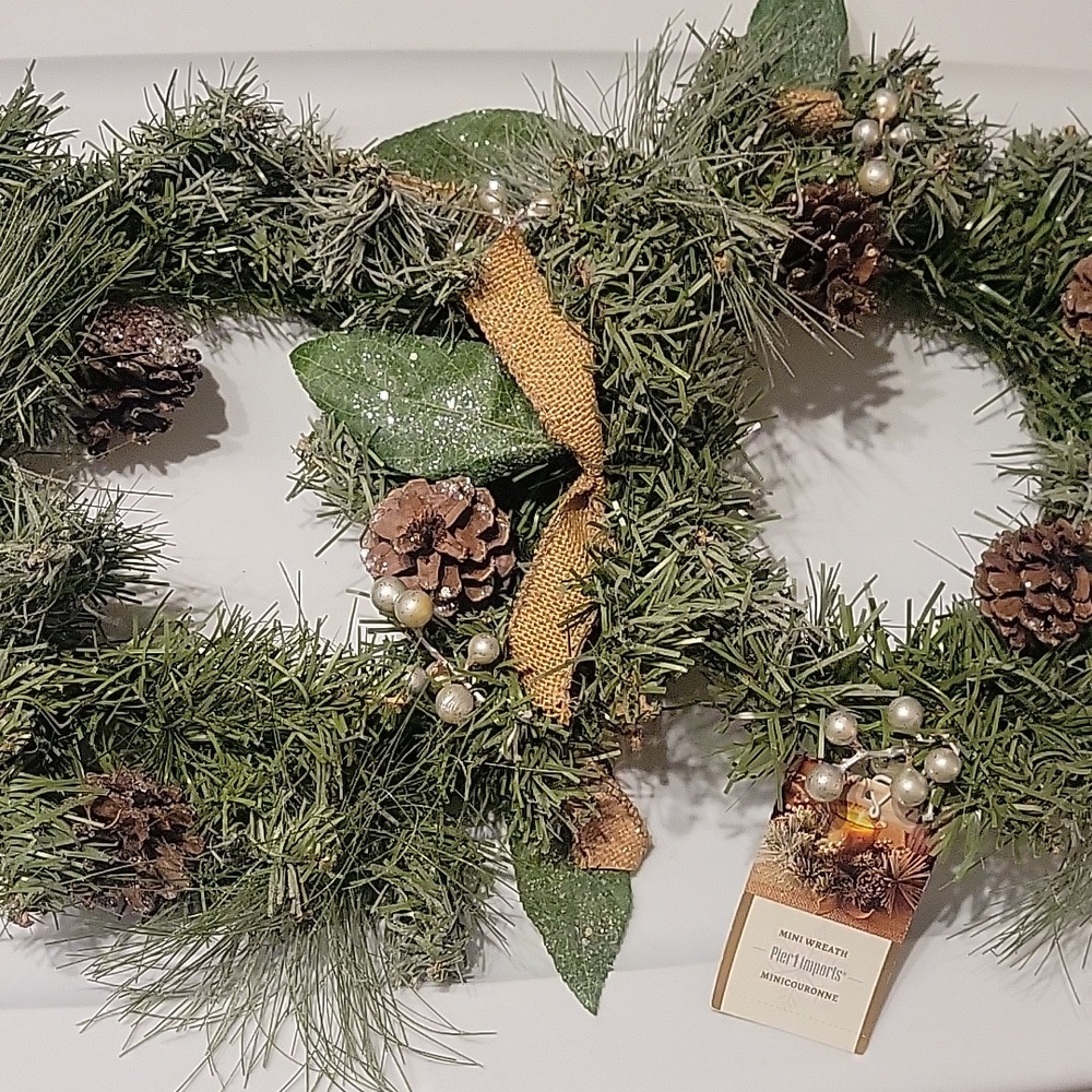 Pier 1 Green Mini Wreath with Pinecones Set Of Two